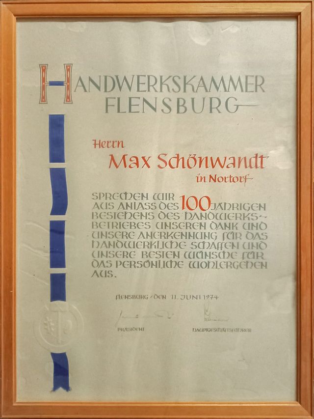 Nils Rocho Heizung-, Sanitär und Klimatechnik über uns Urkunde 100 Jahre 02